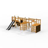 Romping Corner Nature single slide, wooden playhouse