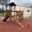 Փայտե խաղասարք Triangle Modern Nature wooden playhouse with slide՝ արտաքին սայթաքող ուղեցույցով և կա