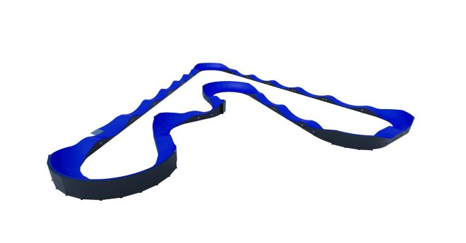 Modular Pumptrack VI կապույտ պատրոնավորված տարբեր բարձրություններով և կորություններով խաղահրապարակայ