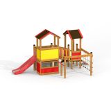 Tower wooden playhouse with slide