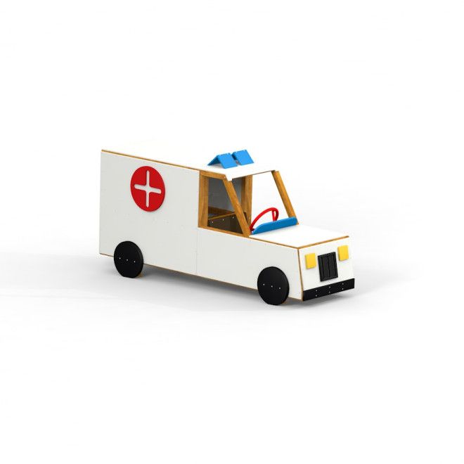 Փայտե ambulance single playhouse մանկական խաղահրապարակ կառուցվածք` վառակույտ ամերիկյան շտապօգնության