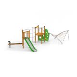 Inca single slide wooden playhouse