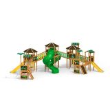 Jungle City castle with slide, wooden playhouse