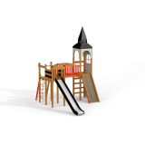Alcazar w/slide castle with slide, wooden playhouse