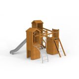 Aconcagua Modern Nature single slide, wooden playhouse