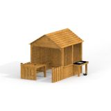 Wooden Garden Playhouse w/ Fencing wooden house