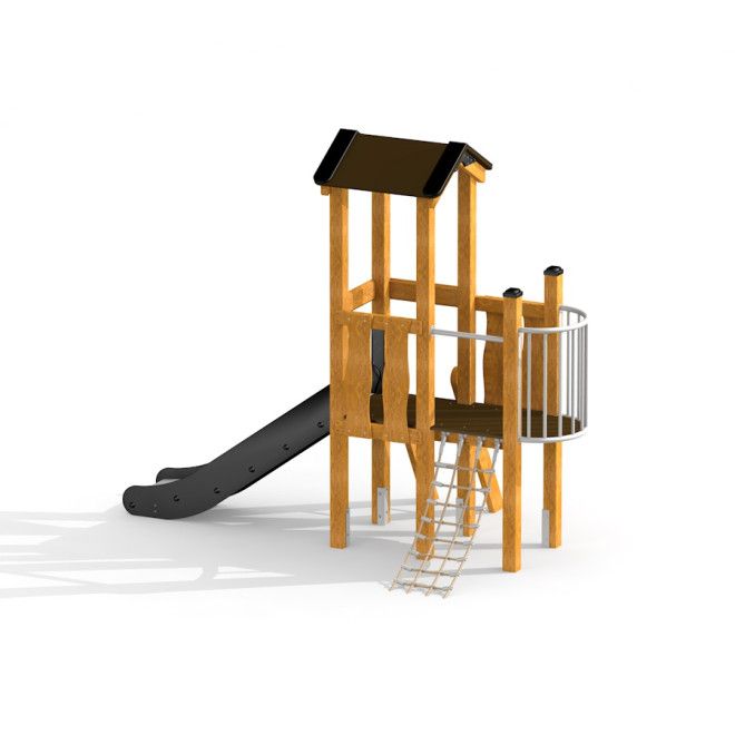 Pixie Modern Nature wooden playhouse with slide խաղահրապարակ լեռնաքայլի սահով: