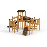 Challenger Modern Nature single slide, wooden playhouse