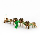 Forest Village castle with slide, wooden playhouse