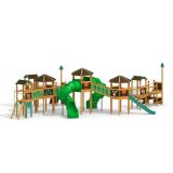 Forest City castle with slide, wooden playhouse