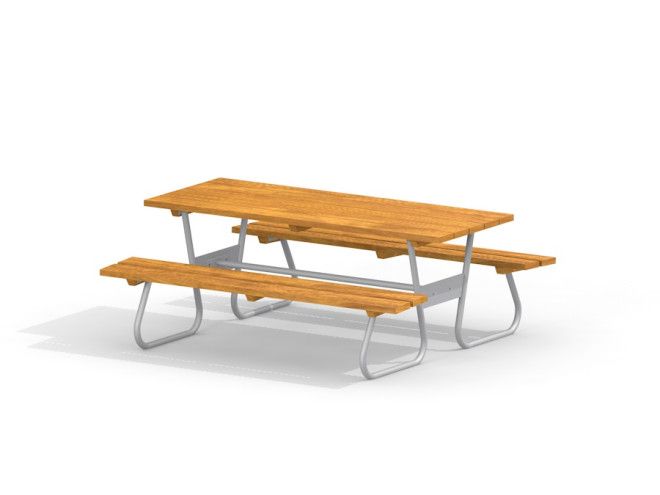 Wood-metal table with benches՝ փայտե կողմնակցություններով և մետաղական համակցությամբ նստարաններ:**