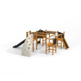 Challenger Aztec single slide, wooden playhouse