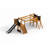 Romping Center Nature single slide, wooden playhouse