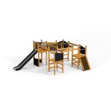 Challenger Nature single slide, wooden playhouse