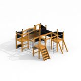 Square Play Nature single slide, wooden playhouse