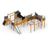 Tritowers Nature castle with slide, wooden playhouse