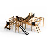Space Station Nature castle with slide, wooden playhouse