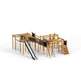 Space Station Nature castle with slide, wooden playhouse