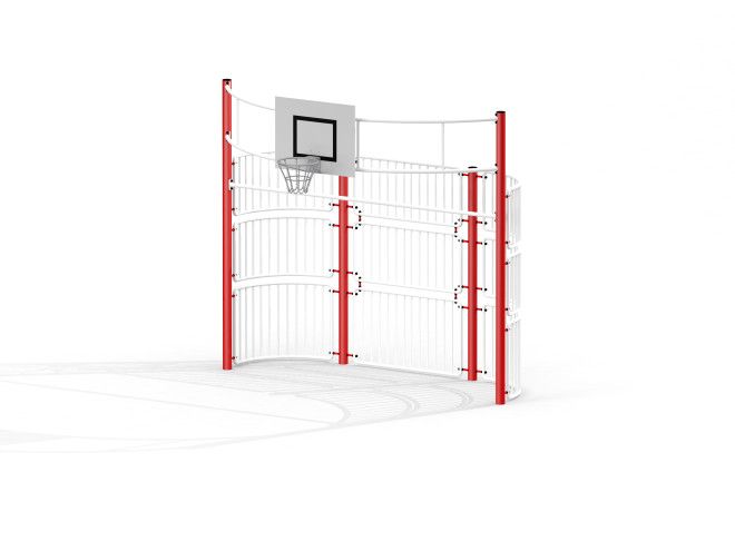 Խաղահրապարակում տեղադրված Tiger բասկետբոլի ֆուտբոլի բազմաֆունկցիոնալ ինչպեսիկ պատ, սպիտակ և կարմիր գ