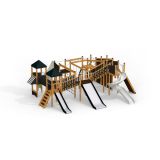 Mastodon castle with slide, wooden playhouse