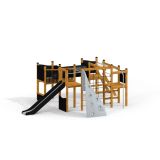 Challenger Aztec Nature II single slide, wooden playhouse