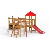 Lemur single slide wooden playhouse