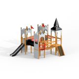 Camelot castle with slide, wooden playhouse