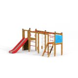 Zebra single slide wooden playhouse