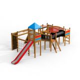 Searobber Castle castle with slide, wooden playhouse