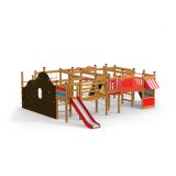 King-Kong castle with slide, wooden playhouse