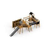 Explorer castle with slide, wooden playhouse