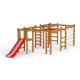 Activity Center with Slide wooden playhouse