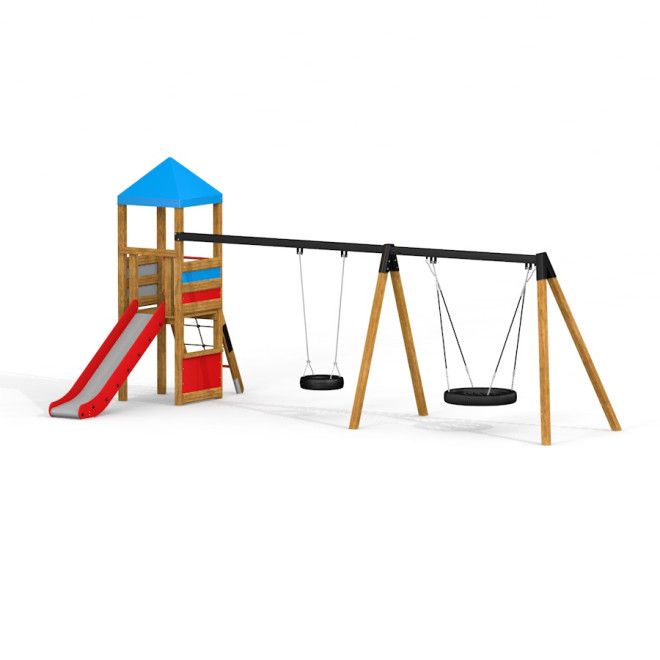 Bird Nest Swing with Tower (BNS 90 cm) playhouse with slide՝ մանկական խաղահրապարակ՝ սահնակով և ճոճան